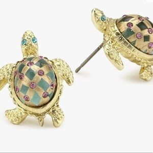 BETSEY JOHNSON Turtle Earrings Gold Tone, Stone